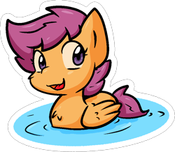 Size: 774x675 | Tagged: safe, artist:zutcha, imported from derpibooru, scootaloo, pegasus, pony, behaving like a bird, behaving like a duck, cute, cutealoo, female, filly, foal, open mouth, outline, pegaduck, simple background, solo, transparent background, white outline