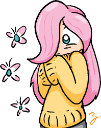 Size: 539x679 | Tagged: safe, artist:zutcha, imported from derpibooru, fluttershy, human, clothes, female, humanized, simple background, solo, sweater, sweatershy, transparent background