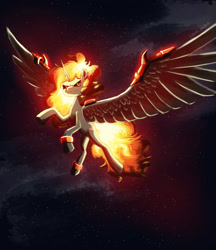 Size: 1280x1480 | Tagged: safe, artist:justgaduh, imported from derpibooru, daybreaker, alicorn, pony, female, fiery mane, large wings, solo, wings