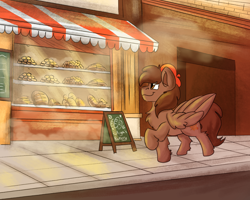 Size: 2500x2000 | Tagged: safe, artist:euspuche, imported from derpibooru, oc, oc only, oc:autumn rosewood, pegasus, bakery, male, smiling