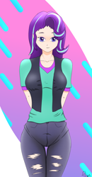 Size: 1928x3696 | Tagged: safe, artist:film77asq, imported from derpibooru, starlight glimmer, human, clothes, female, humanized, solo