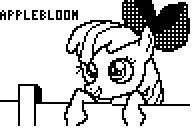 Size: 192x128 | Tagged: safe, artist:herrlupfa, imported from derpibooru, apple bloom, earth pony, apple bloom's bow, black and white, bow, female, fence, filly, foal, grayscale, hair bow, monochrome, picture for breezies, pixel art, reddit, simple background, solo, white background