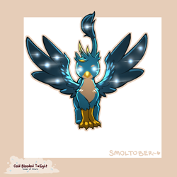 Size: 1200x1200 | Tagged: safe, artist:cold-blooded-twilight, imported from derpibooru, gallus, griffon, chest fluff, glowing, glowing eyes, solo, spread wings, stars, wings