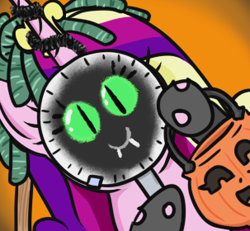 Size: 303x280 | Tagged: safe, artist:jargon scott, imported from derpibooru, princess cadance, queen chrysalis, alicorn, pony, avatar, clothes, costume, female, halloween, halloween costume, hi anon, holiday, hoof hold, looking at you, mare, meme, october, pumpkin bucket, solo