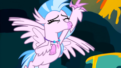 Size: 1600x898 | Tagged: safe, imported from derpibooru, screencap, silverstream, classical hippogriff, hippogriff, uprooted, eyes closed, female, jewelry, necklace, raised arm, solo