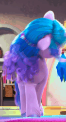 Size: 655x1208 | Tagged: safe, imported from derpibooru, screencap, izzy moonbow, pony, unicorn, spoiler:g5, spoiler:my little pony: make your mark, spoiler:my little pony: make your mark chapter 2, spoiler:myms01e06, animated, beautiful, fabulous, female, floppy ears, g5, hair flip, i watch it for the ears, mare, my little pony: make your mark, my little pony: make your mark chapter 2, pretty, solo, the traditional unicorn sleep-over, unshorn fetlocks