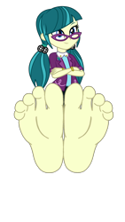 Size: 2200x3900 | Tagged: safe, artist:mixiepie, edit, imported from derpibooru, juniper montage, human, equestria girls, movie magic, spoiler:eqg specials, barefoot, base used, clothes, crossed arms, feet, female, fetish, foot fetish, foot focus, glasses, pigtails, simple background, skirt, smiling, soles, solo, toes, transparent background, vector, wiggling toes