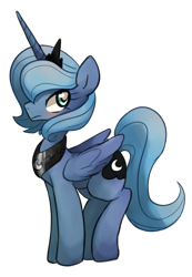 Size: 741x1073 | Tagged: safe, artist:maren, imported from derpibooru, princess luna, alicorn, pony, 2014, female, looking sideways, mare, old art, s1 luna, simple background, solo, transparent background