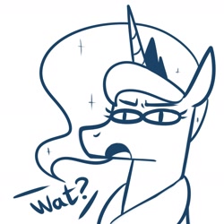 Size: 2400x2400 | Tagged: safe, artist:maren, imported from derpibooru, princess luna, alicorn, pony, 2019, bust, dialogue, doodle, female, high res, mare, old art, open mouth, portrait, solo, wat