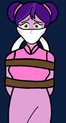 Size: 570x1060 | Tagged: safe, artist:darlycatmake, imported from derpibooru, pipp petals, human, bondage, bound and gagged, cloth gag, g5, gag, help me, humanized, over the nose gag, tied up