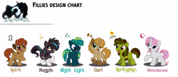 Size: 3955x1724 | Tagged: dead source, safe, artist:anima-dos, artist:lionheartcartoon, imported from derpibooru, oc, oc only, oc:gari, oc:magpie, oc:moondancer, oc:night light, oc:spirit, oc:springsign, earth pony, pegasus, pony, unicorn, children of the night, 2012, earth pony oc, female, filly, foal, horn, pegasus oc, unicorn oc, wip