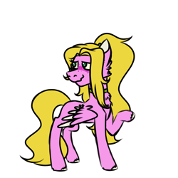 Size: 900x900 | Tagged: safe, artist:fuckomcfuck, imported from derpibooru, oc, oc only, oc:candy cutie, pegasus, pony, blushing, chest fluff, freckles, simple background, solo, white background