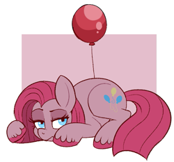 Size: 659x614 | Tagged: safe, artist:lulubell, imported from derpibooru, pinkie pie, earth pony, pony, balloon, lying down, pinkamena diane pie, prone, solo