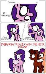 Size: 1275x2050 | Tagged: safe, artist:professorventurer, imported from derpibooru, pipp petals, sunny starscout, oc, oc:enrique, earth pony, pegasus, pony, unicorn, series:ask pippamena, comic, flipping out, fluffy, g5, horn, meme, michael scott, milestone celebration, pipp is short, pippamena, ponified meme, the office, unicorn oc, vulgar