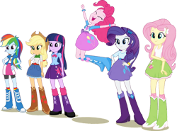 Size: 1038x770 | Tagged: safe, artist:pascalmulokozi2, imported from twibooru, applejack, fluttershy, pinkie pie, rainbow dash, rarity, sci-twi, twilight sparkle, equestria girls, humane five, humane six, image, png, solo