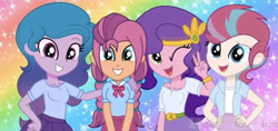 Size: 750x355 | Tagged: safe, imported from twibooru, izzy moonbow, pipp petals, sunny starscout, zipp storm, equestria girls, g5, image, needs more jpeg, solo