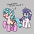 Size: 280x280 | Tagged: safe, artist:algoatall, cozy glow, princess flurry heart, alicorn, pegasus, pony, clothes, dialogue, duo, eyes closed, female, filly, folded wings, gray background, horn, older, older flurry heart, open mouth, raised hoof, simple background, smiling, socks, speech bubble, text, unamused, wings