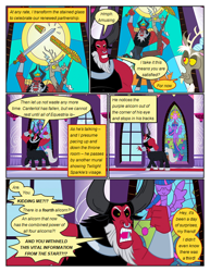 Size: 612x792 | Tagged: safe, artist:newbiespud, edit, edited screencap, imported from derpibooru, screencap, discord, lord tirek, twilight sparkle, centaur, draconequus, taur, comic:friendship is dragons, twilight's kingdom, angry, comic, dialogue, indoors, male, nose piercing, nose ring, piercing, screencap comic, stained glass, surprised