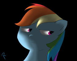 Size: 2500x2000 | Tagged: safe, artist:reinbou, imported from derpibooru, rainbow dash, pegasus, pony, black background, light, simple background, solo