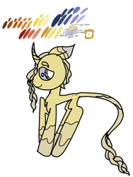 Size: 3000x4000 | Tagged: safe, artist:enperry88, imported from derpibooru, oc, oc only, oc:lust burn, unicorn, bedroom eyes, braid, braided tail, chest fluff, coat markings, curved horn, horn, leonine tail, offspring, parent:golden crust, parent:midnight snack, parents:goldensnack, pinto, simple background, tail, unicorn oc, white background