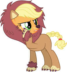 Size: 3000x3257 | Tagged: safe, artist:cloudy glow, imported from derpibooru, applejack, scare master, .ai available, animal costume, applelion, clothes, costume, simple background, solo, transparent background, vector