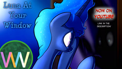 Size: 1920x1080 | Tagged: safe, artist:doublewbrothers, imported from derpibooru, princess luna, alicorn, pony, female, window, youtube thumbnail