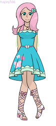 Size: 1129x2520 | Tagged: safe, artist:hayley566, imported from derpibooru, fluttershy, human, clothes, dress, female, humanized, simple background, solo, transparent background