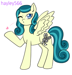 Size: 2296x2379 | Tagged: safe, artist:hayley566, imported from derpibooru, juniper montage, pegasus, pony, series:redemptiverse, alternate universe, blowing a kiss, equestria girls ponified, female, heart, one eye closed, ponified, race swap, simple background, solo, transparent background, wink