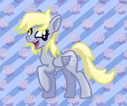 Size: 640x537 | Tagged: safe, artist:foxtrnal, imported from derpibooru, derpy hooves, pegasus, abstract background, female, food, mare, muffin, reddit, solo, striped background