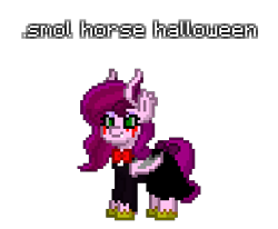 Size: 388x320 | Tagged: safe, artist:dematrix, imported from derpibooru, pipp petals, bat pony, pony, undead, vampire, vampony, pony town, blood, bowtie, clothes, costume, crying, female, g5, halloween, halloween costume, holiday, mare, mlp fim's twelfth anniversary, pipp is short, race swap, simple background, smol horse, solo, tears of blood, transparent background, unshorn fetlocks