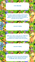 Size: 2048x3607 | Tagged: safe, imported from derpibooru, applejack, rainbow dash, starlight glimmer, earth pony, pegasus, pony, robot, robot pony, applebot, applejack's hat, cowboy hat, dialogue, dream, english, event, female, game screencap, gameloft, hat, mare, official, rainbot dash, roboticization, spread wings, text, wings