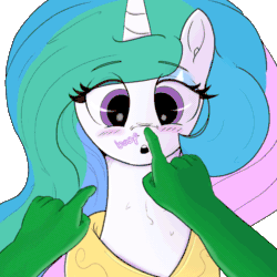Size: 1000x1000 | Tagged: safe, artist:enonnnymous, imported from derpibooru, daybreaker, princess celestia, oc, oc:anon, alicorn, human, pony, series:anon loves celestia, animated, blushing, boop, female, gif, hand, looking down, mare, offscreen character, pov, simple background, transparent background