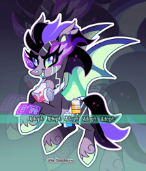 Size: 1369x1599 | Tagged: safe, artist:gkolae, imported from derpibooru, oc, oc only, bat pony, pony, bat pony oc, bat wings, eyelashes, grin, headset, smiling, sombra eyes, unshorn fetlocks, wings, zoom layer