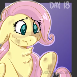 Size: 1080x1080 | Tagged: safe, artist:flutterpawss, imported from derpibooru, fluttershy, pegasus, pony, abstract background, bust, chest fluff, female, floppy ears, inktober 2022, mare, solo