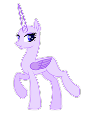 Size: 830x1114 | Tagged: safe, artist:existencecosmos188, imported from derpibooru, oc, oc only, alicorn, pony, alicorn oc, bald, base, eyelashes, female, horn, mare, raised hoof, simple background, smiling, solo, transparent background, wings