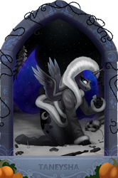 Size: 1625x2445 | Tagged: safe, artist:alrumoon_art, artist:taneysha, imported from derpibooru, princess luna, alicorn, anthro, clothes, collaboration, collaboration:nightmare night event (2022), cosplay, costume, nightmare night, solo, tiny bunny