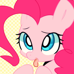 Size: 1000x1000 | Tagged: safe, alternate version, artist:maren, imported from derpibooru, pinkie pie, earth pony, pony, 2013, bust, female, g4, mare, old art, open mouth, portrait, raised eyebrow, solo, tongue out