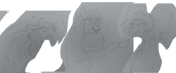 Size: 2904x1224 | Tagged: safe, artist:mjangelvortex, imported from derpibooru, adagio dazzle, aria blaze, sonata dusk, siren, clothes, costume, halloween, halloween costume, holiday, mlp fim's twelfth anniversary, nightmare night, scooby doo, simple background, sketch, the dazzlings, the hex girls, traditional art, white background, wip