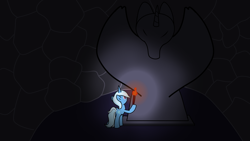 Size: 2560x1440 | Tagged: safe, artist:trixiecutiepox, imported from derpibooru, trixie, pony, unicorn, cave, fire, hoof hold, ponyage chronicles, solo, torch
