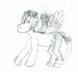 Size: 366x336 | Tagged: safe, artist:homeshine, imported from derpibooru, fluttershy, hitch trailblazer, earth pony, pegasus, pony, clothes, costume, fluttershy suit, g5, mlp fim's twelfth anniversary, nightmare night, solo, the new fluttershy, traditional art