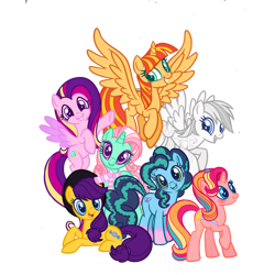 Size: 2048x2048 | Tagged: safe, artist:vernorexia, imported from derpibooru, applejack, bon bon (g1), fluttershy, minty, pinkie pie, princess cadance, princess silver swirl, rainbow dash, rarity, starlight glimmer, stripes (g1), sunset shimmer, twilight sparkle, alicorn, earth pony, human, pegasus, pony, unicorn, equestria girls, my little pony tales, alicornified, blushing, body markings, challenge, coloring page, curly hair, cute, earth pony misty, flying, g1, g2, g3, g4, g5, hat, mane six, mintabetes, misty brightdawn, multicolored hair, my little pony: a new generation, my little pony: make your mark, pegasus cadance, pegasus silver swirl, race swap, rainbow curl pony, recolor, shimmercorn, simple background, stars, sun hat, transparent background, unicorn minty, unicorn stripes, unicornified