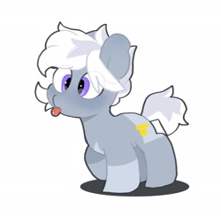 Size: 2200x2150 | Tagged: safe, artist:mochi_nation, imported from derpibooru, oc, oc only, oc:silver bolt, earth pony, pony, :p, coat markings, cute, eye clipping through hair, female, mare, simple background, solo, tongue out, white background