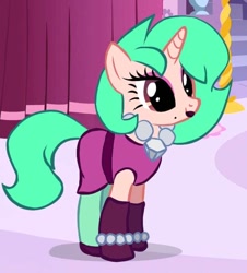 Size: 582x644 | Tagged: safe, edit, imported from derpibooru, pony, unicorn, brawl stars, collar, cute, diamond, eyeshadow, green hair, happy, lipstick, lola, makeup, outfit, ponified