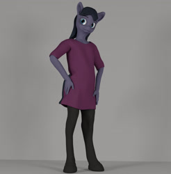 Size: 2040x2070 | Tagged: safe, artist:cicada bluemoon, imported from derpibooru, oc, oc only, oc:cicada bluemoon, anthro, earth pony, unguligrade anthro, 3d, clothes, crossdressing, femboy, male, socks, solo, stockings, thigh highs