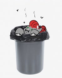 Size: 2952x3736 | Tagged: safe, artist:opalacorn, imported from derpibooru, oc, oc only, oc:void, pegasus, pony, :i, female, high res, mare, simple background, solo, trash can, white background