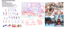 Size: 2500x1138 | Tagged: safe, artist:vanessa mack, imported from derpibooru, choco cozy, izzy moonbow, pipp petals, queen haven, sunny starscout, zipp storm, earth pony, pegasus, pony, unicorn, advent calendar, argyle starshine, behind the scenes, bridlewood, concept art, cozy heart, dazzle feather, frostie bloom, g5, house, irl, minty (g5), my little pony: a new generation, official, photo, phyllis cloverleaf, sketch, starlight flurry, text, toy, zoom zephyrwing