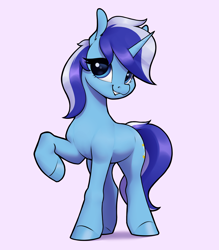 Size: 3150x3600 | Tagged: safe, artist:aquaticvibes, imported from derpibooru, minuette, pony, unicorn, cute, female, looking at you, mare, minubetes, pink background, raised hoof, simple background, smiling, smiling at you, solo
