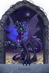 Size: 2534x3814 | Tagged: safe, artist:laymy, imported from derpibooru, nightmare moon, dracony, dragon, hybrid, pony, clothes, cosplay, costume, dragon tail, ender crystal, enderdragon, eye of ender, female, horns, mare, minecraft, solo, spread wings, tail, wings
