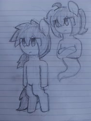 Size: 3468x4624 | Tagged: safe, artist:seylan, imported from derpibooru, oc, oc only, oc:cherro, oc:kurkou, ghost, ghost pony, pony, undead, lined paper, traditional art