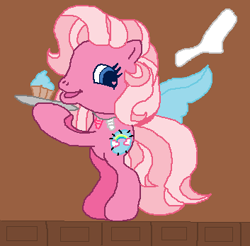 Size: 353x348 | Tagged: safe, imported from derpibooru, pinkie pie (g3), fanfic:cupcakes, cupcake, food, g3.5